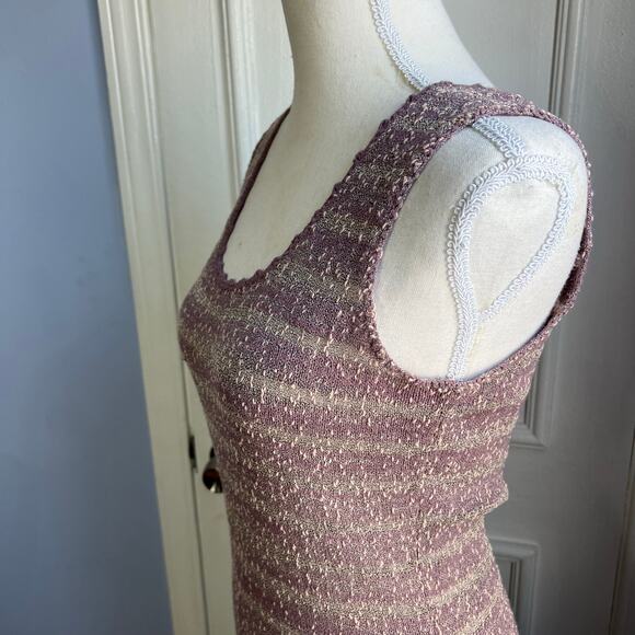 Laura Yang 70s Vintage Mod Swing Dress Purple Knit Eyelet Women's Size Medium - Picture 8 of 14